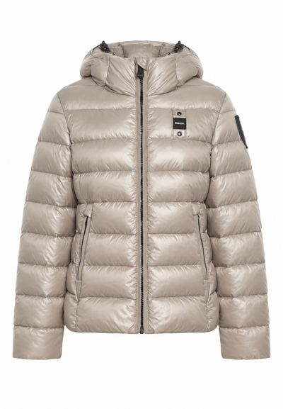 Blauer Giubbotto Piumino Beige Champagne Lucido con Cappuccio Bambina