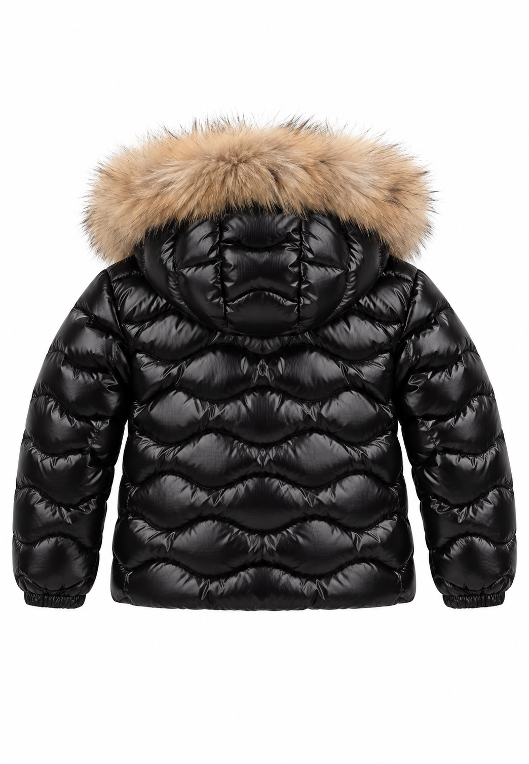 Blauer piumino nero lucido bambino retro
