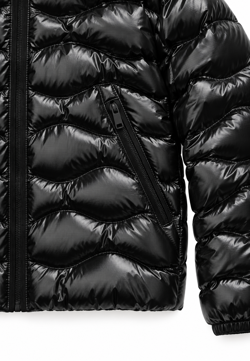 Blauer piumino nero lucido bambino tasca