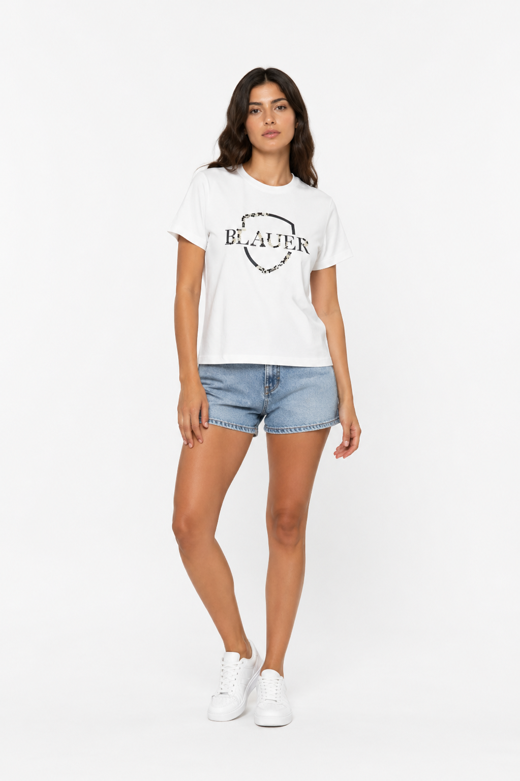Blauer tshirt bianca donna maxi logo