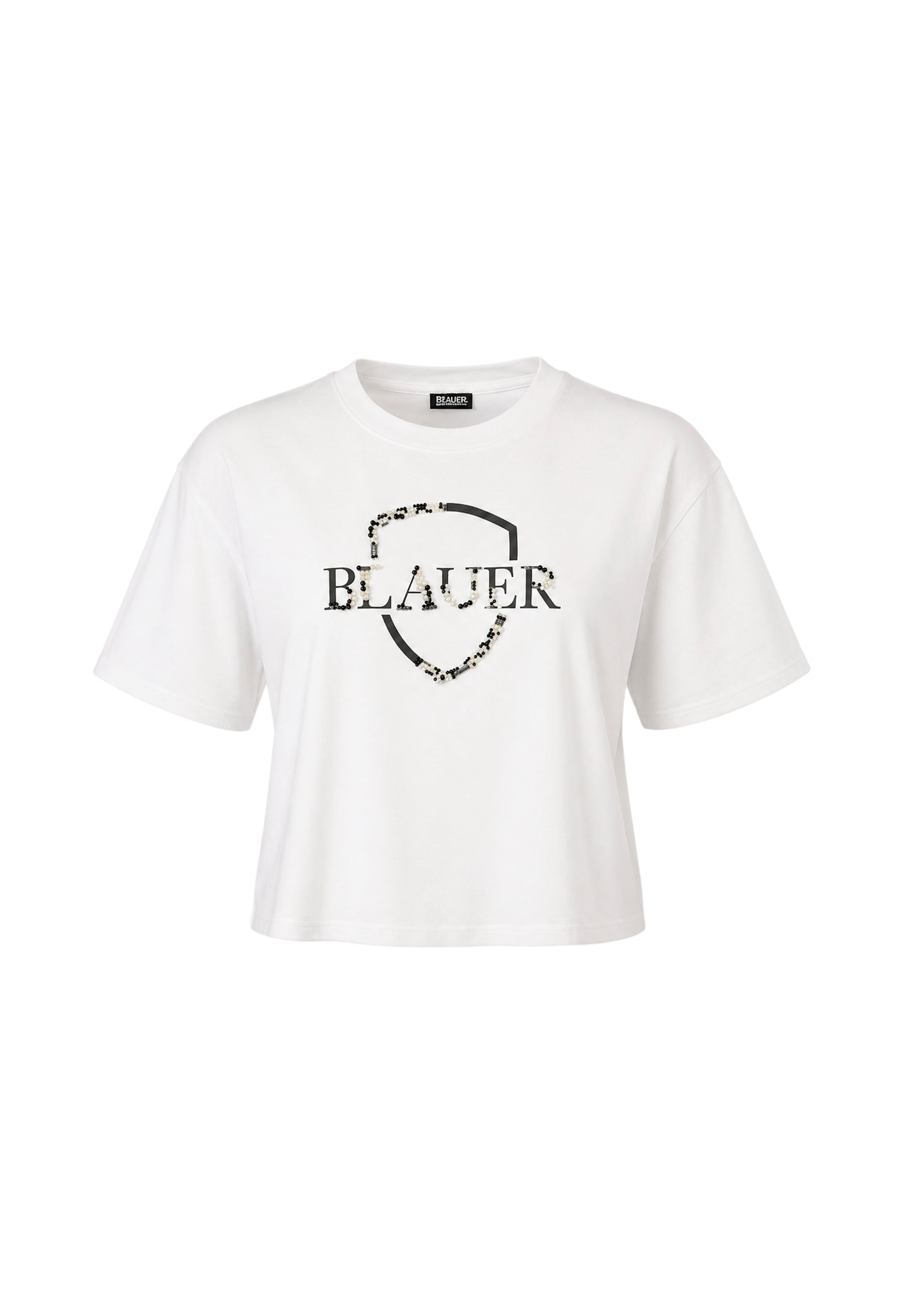 Blauer tshirt bianca donna maxi logo