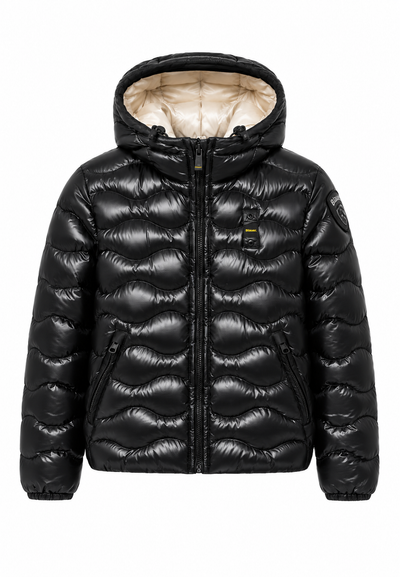 Blauer Bryant Junior Giubbotto Piumino Nero Lucido con Cappuccio Bambino