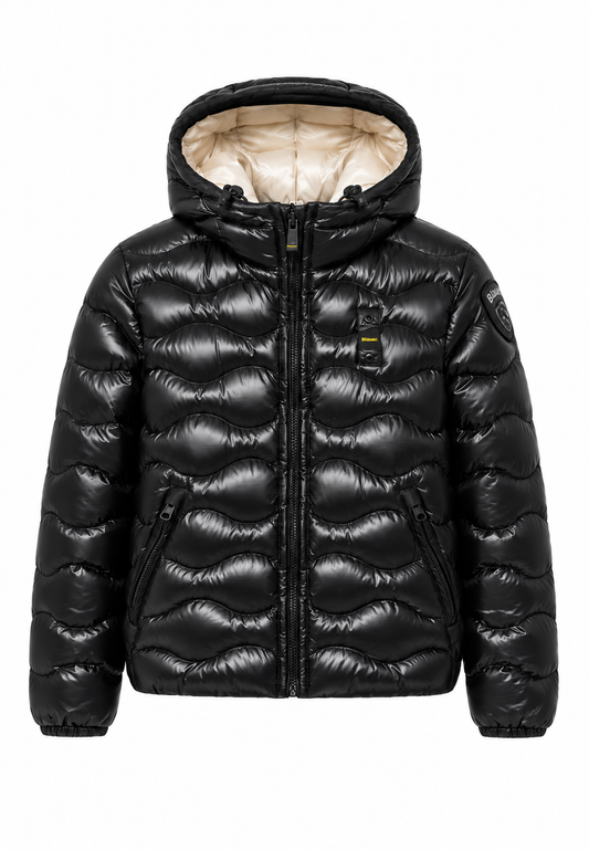 Blauer Bryant piumino nero lucido bambino fronte