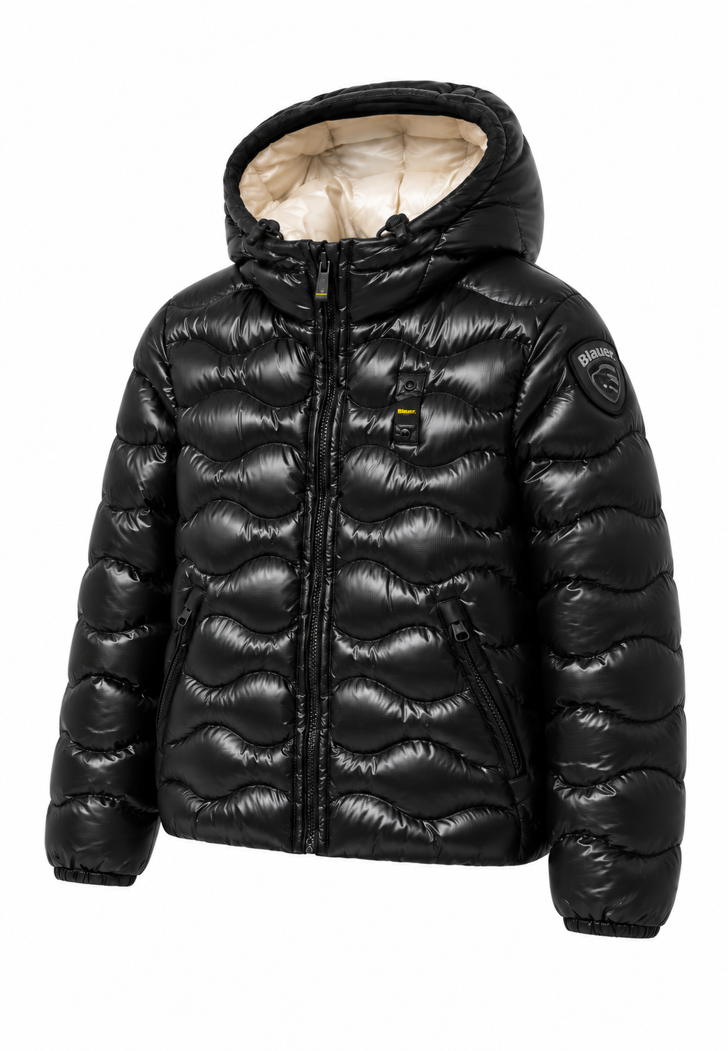 Blauer Bryant Junior Piumino Nero Lucido con Cappuccio Bambino