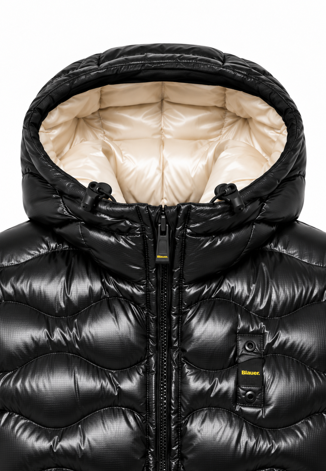 Blauer Bryant piumino nero lucido bambino cappuccio