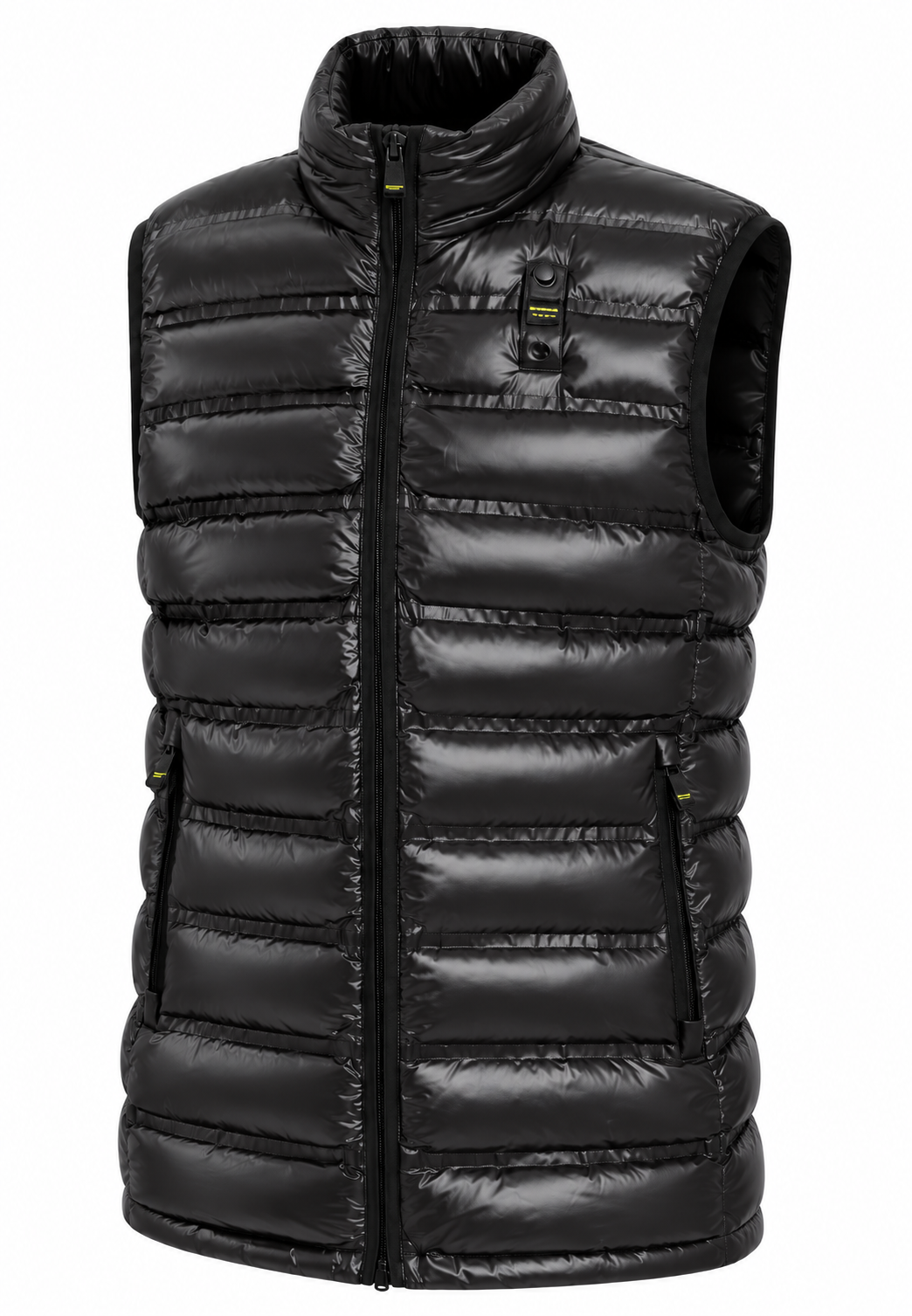Blauer gilet trapuntato nero lucido bambino tre-quarti