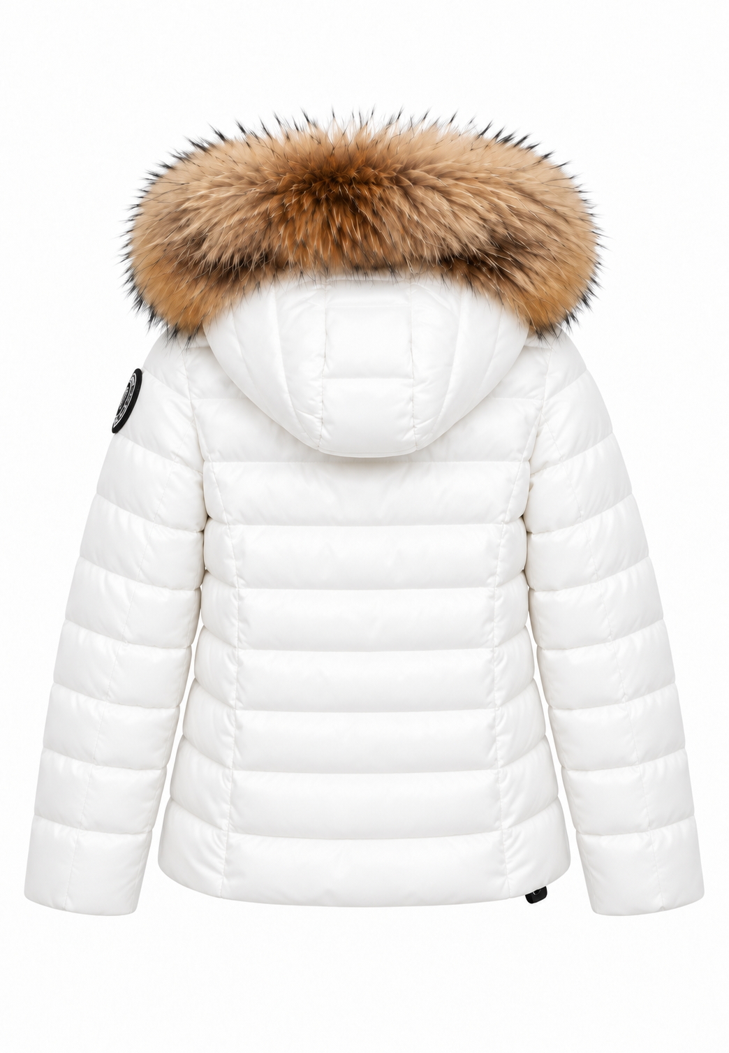 Blauer Ivory Junior Piumino Bianco con Cappuccio in Pelliccia Bambina retro