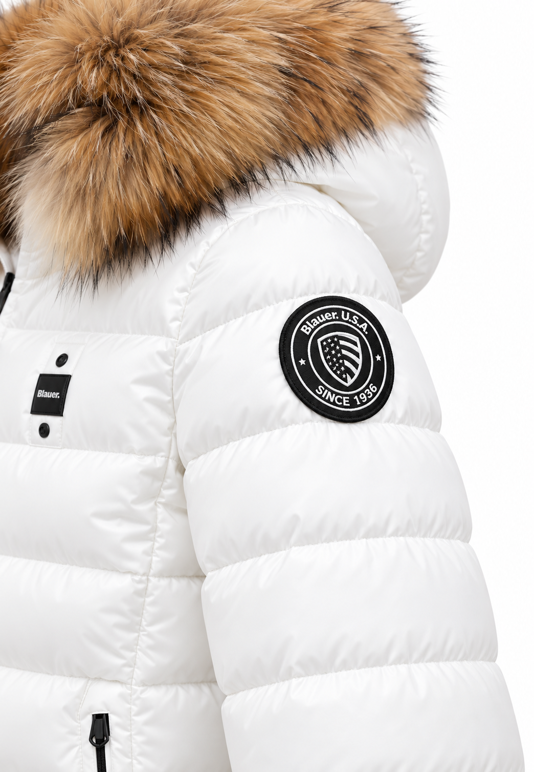 Blauer Ivory Junior piumino bianco bambina patch manica