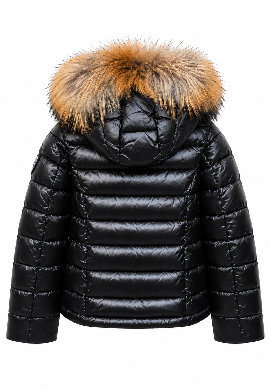 Blauer Ivory Junior Piumino Nero Lucido con Pelliccia Bambina retro