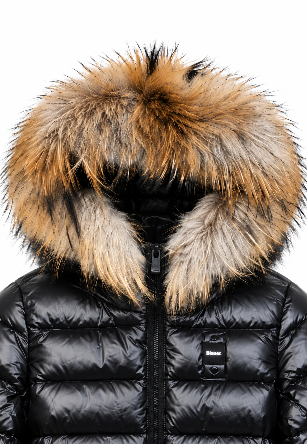 Blauer Ivory Junior Piumino Nero Lucido con Pelliccia Bambina