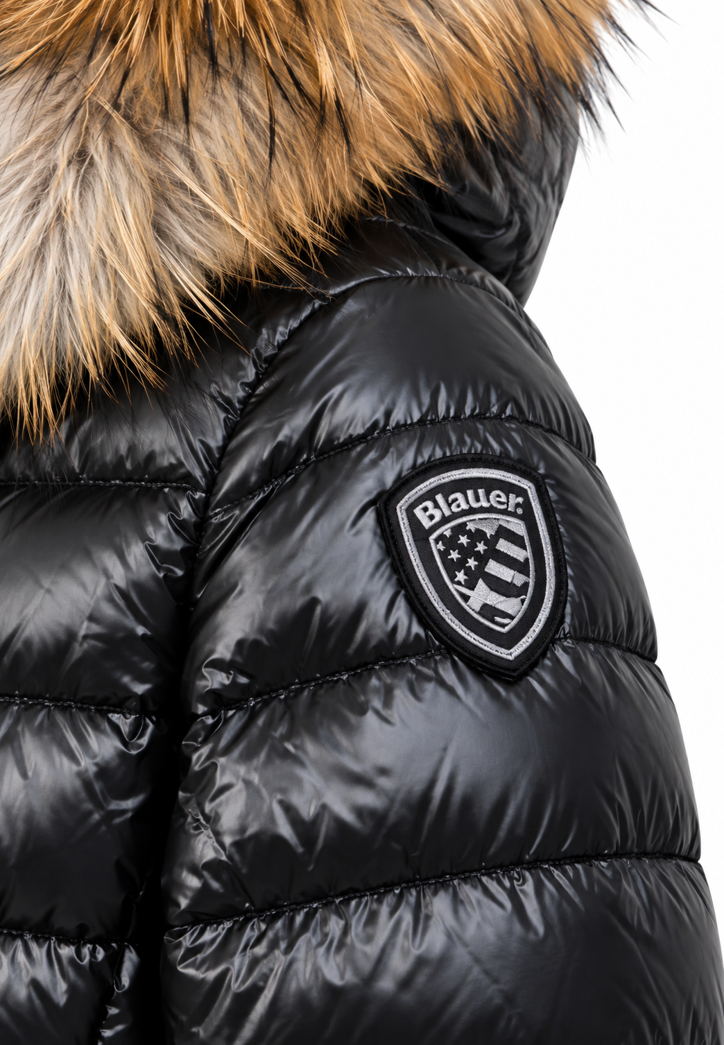 Blauer Ivory Junior Piumino Nero Lucido con Pelliccia Bambina