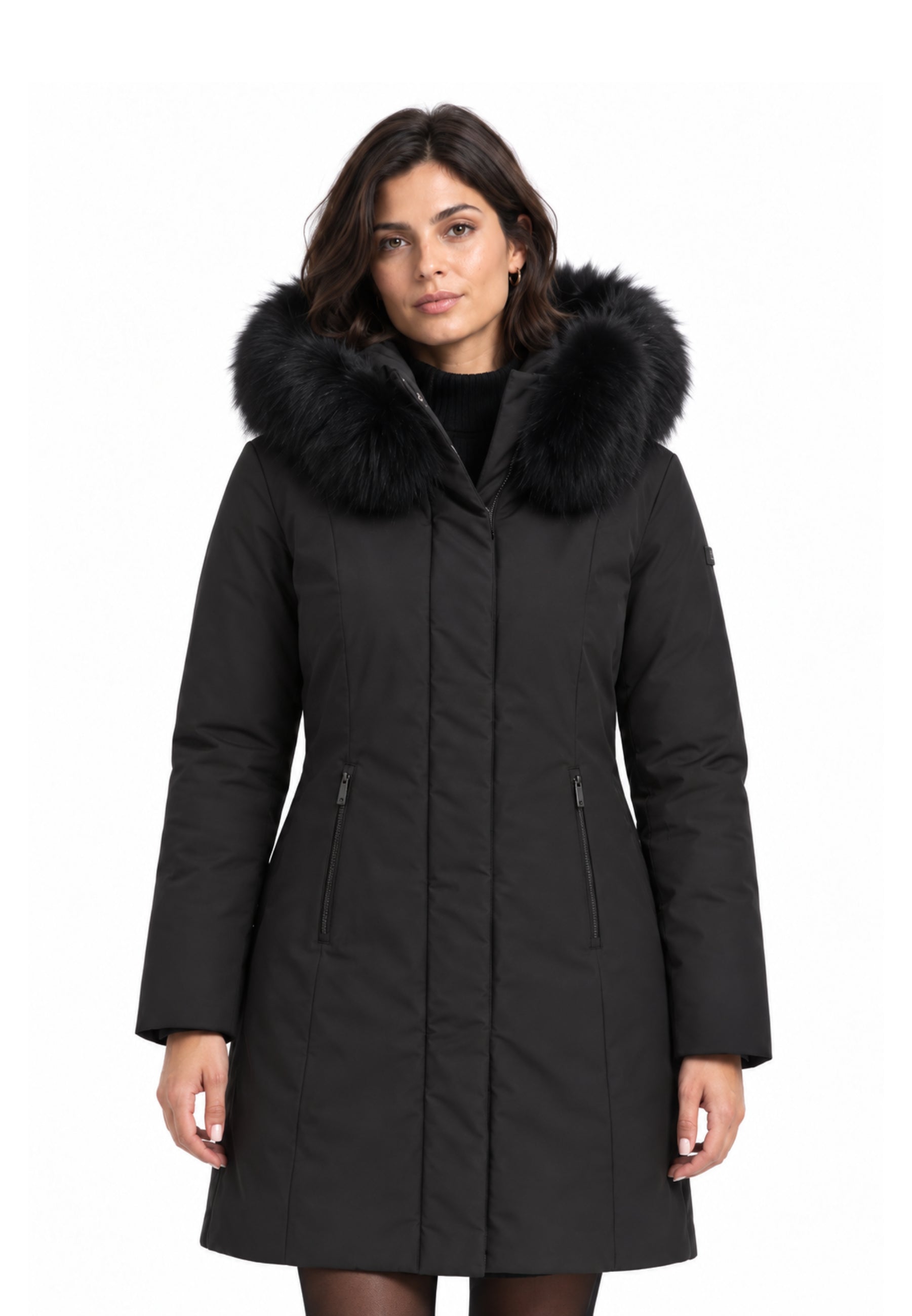REFRIGIWEAR GIUBBOTTO NERO CON CAPPUCCIO E PELLICCIA Donna LADY TECH FUR JACKET.NE_
