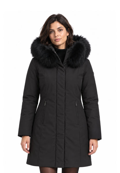 REFRIGIWEAR GIUBBOTTO NERO CON CAPPUCCIO E PELLICCIA Donna LADY TECH FUR JACKET.NE_