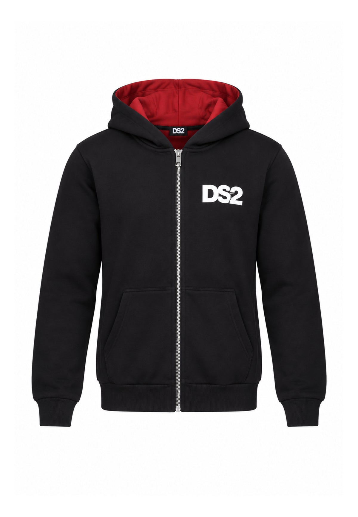 DS2 FELPA NERO CON ZIP E MAXI LOGO ROSSO RETRO Bambini e ragazzi F62K265.NE_