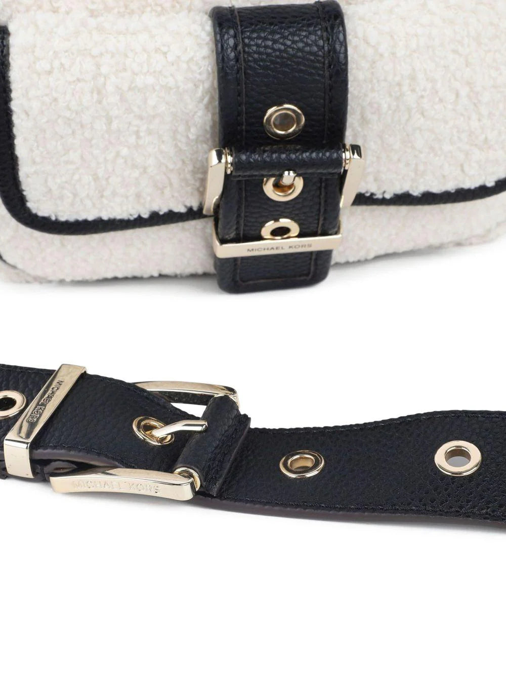 Borsa a spalla per bambina Michael Kors Kids beige con fibbia