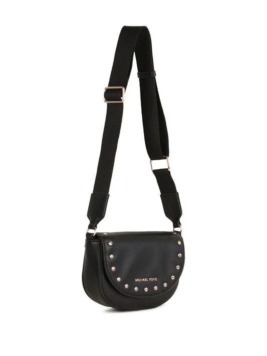 Borsa a spalla per bambina Michael Kors Kids nera con forma a mezza luna