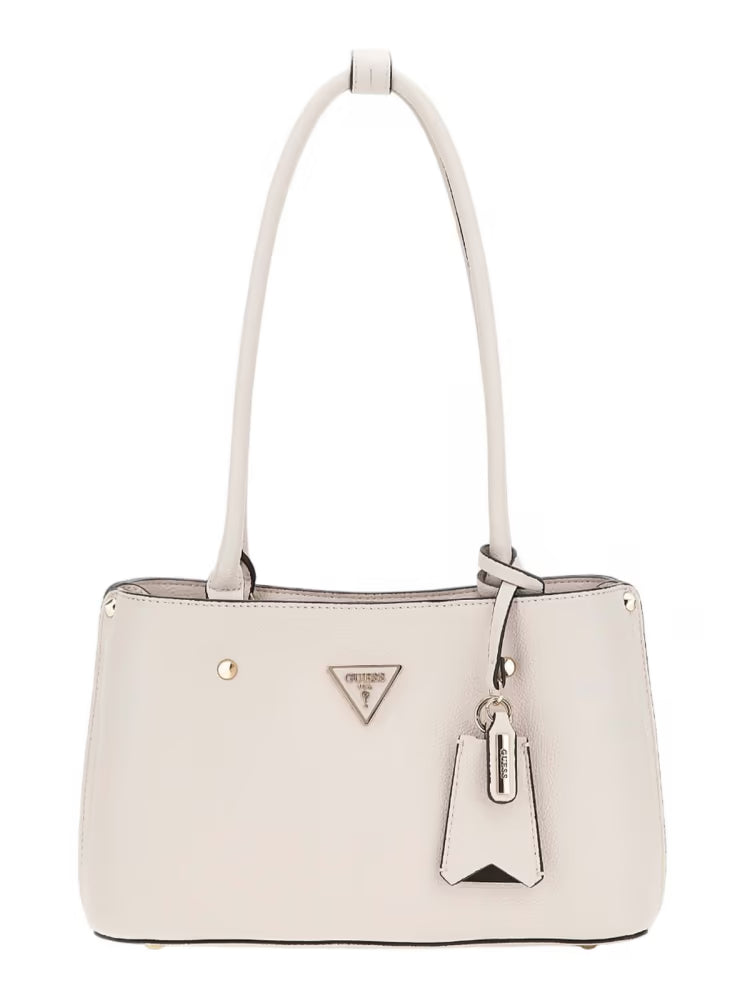 Guess borsa avorio donna a spalla con tracolla in ecopelle logo sul davanti dettaglio logo