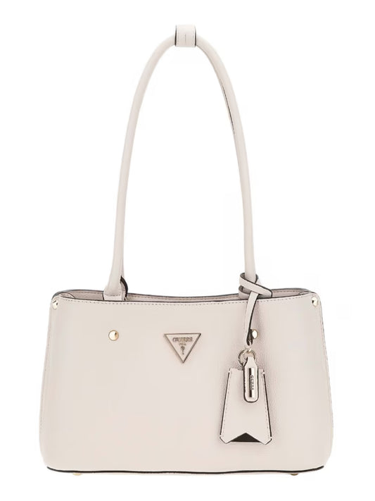 Guess borsa avorio donna a spalla con tracolla in ecopelle logo sul davanti