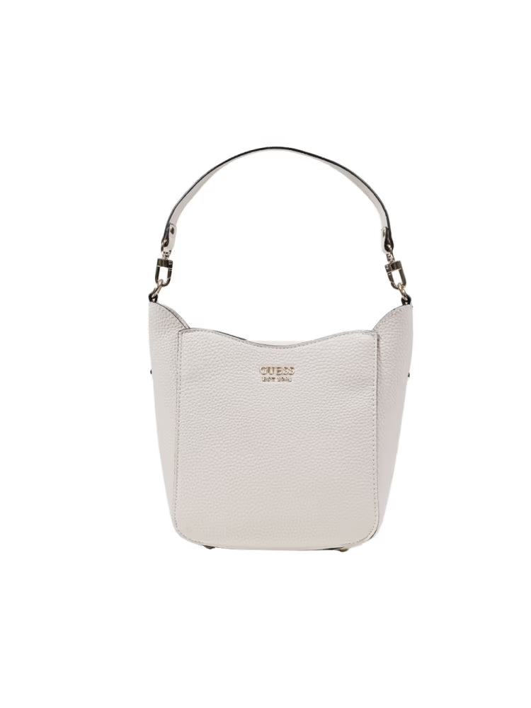 Guess borsa avorio donna a spalla in ecopelle logo sul davanti