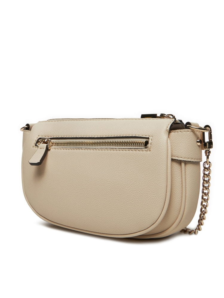 Guess borsa beige donna in ecopelle con tracolla logo in metallo sul davanti