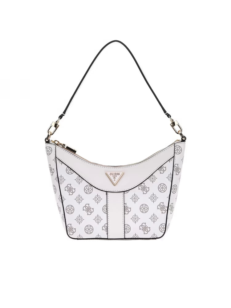 Guess borsa bianca donna a spalla logo all over