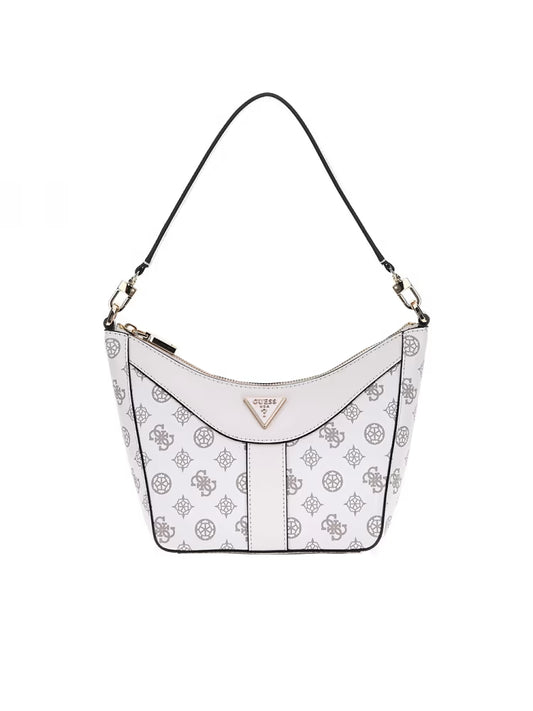 Guess borsa bianca donna a spalla logo all over