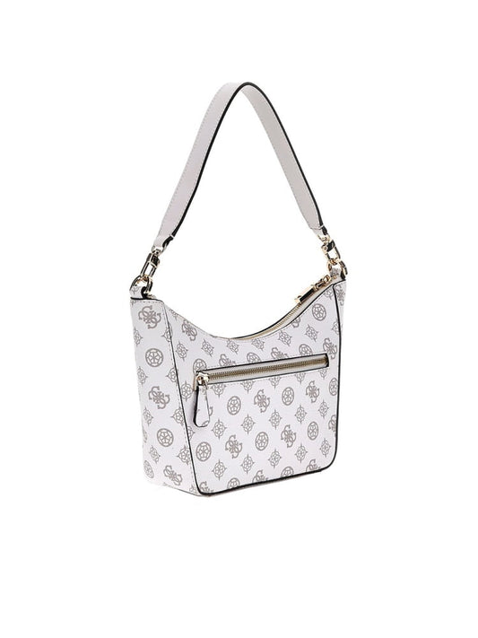 Guess borsa bianca donna a spalla logo all over