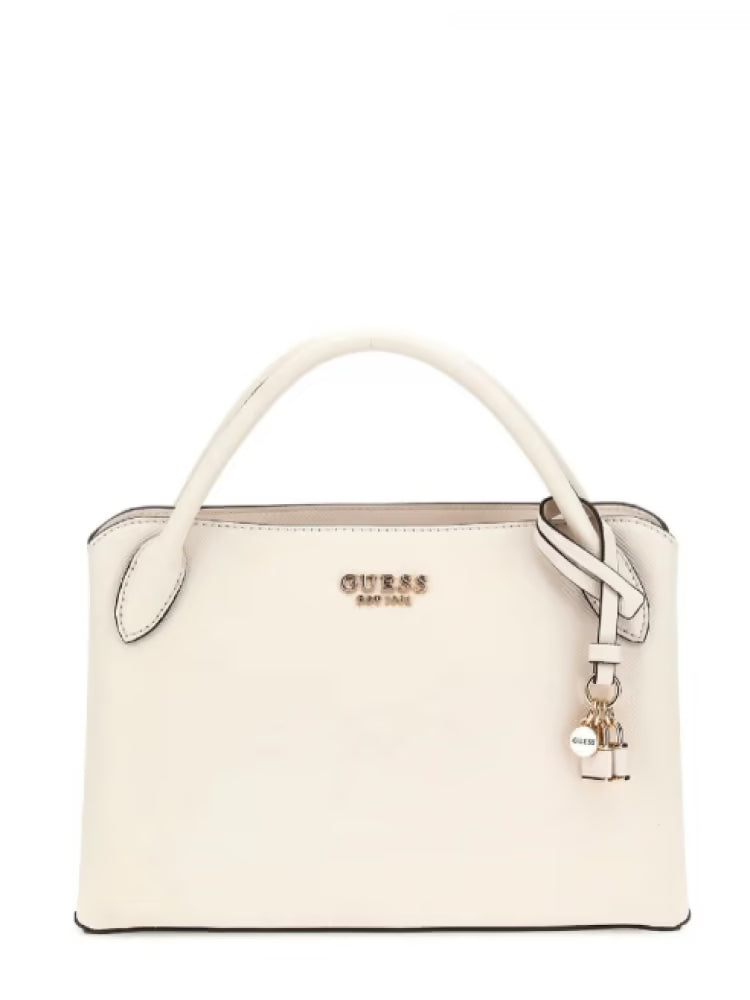 Guess borsa bianca donna in ecopelle a mano con tracolla logo sul davanti dettaglio logo