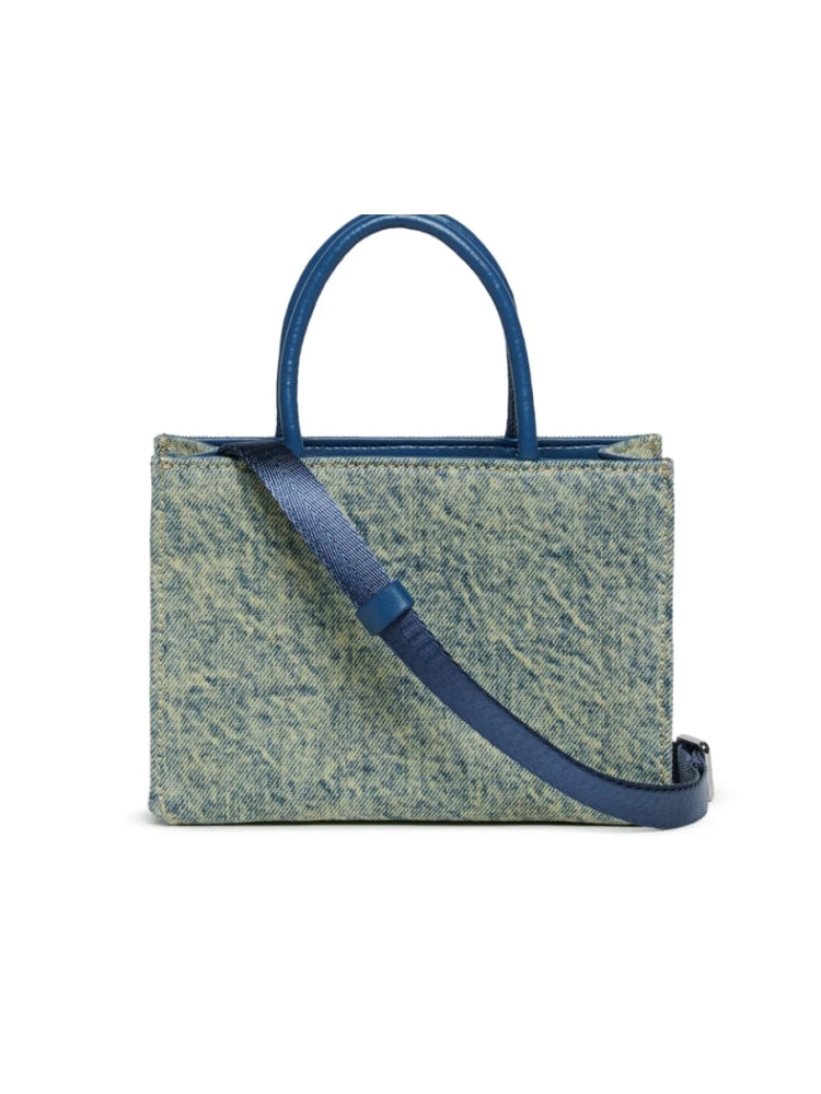 Diesel borsa blu bambina in denim con tracolla logo sul davanti dettaglio logo