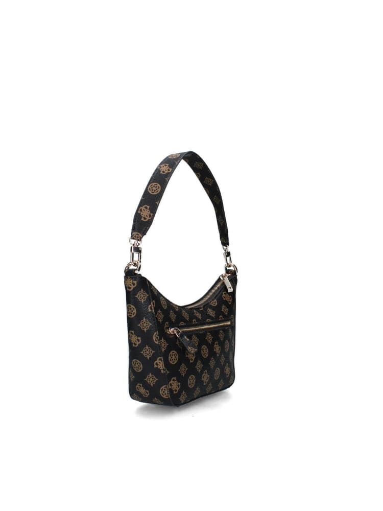 Guess borsa marrone donna a spalla in ecopelle logo all over dettaglio logo
