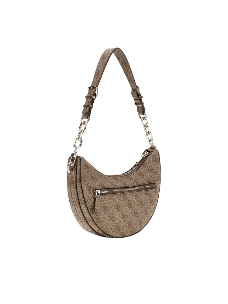 Guess borsa marrone donna a spalla in ecopelle logo all over