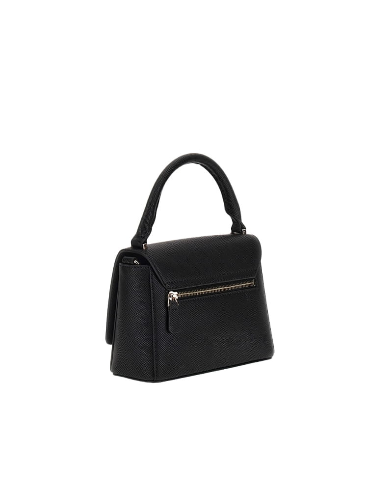 Guess borsa nera donna a mano in ecopelle mini logo in metallo oro dettaglio logo