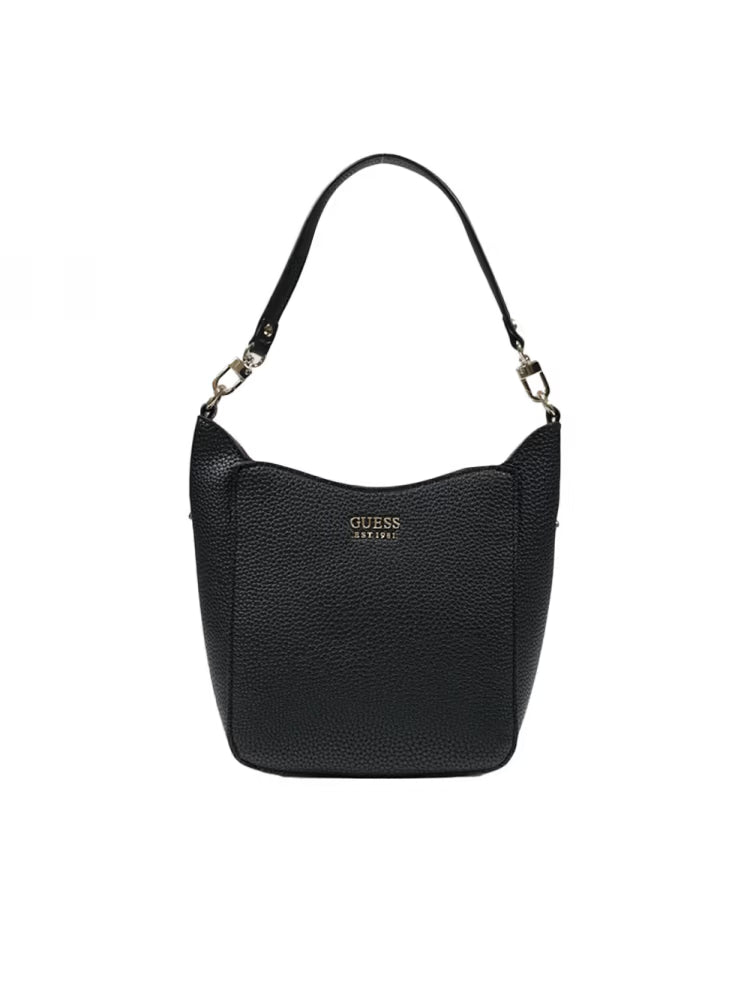 Guess borsa nera donna a spalla in ecopelle logo sul davanti