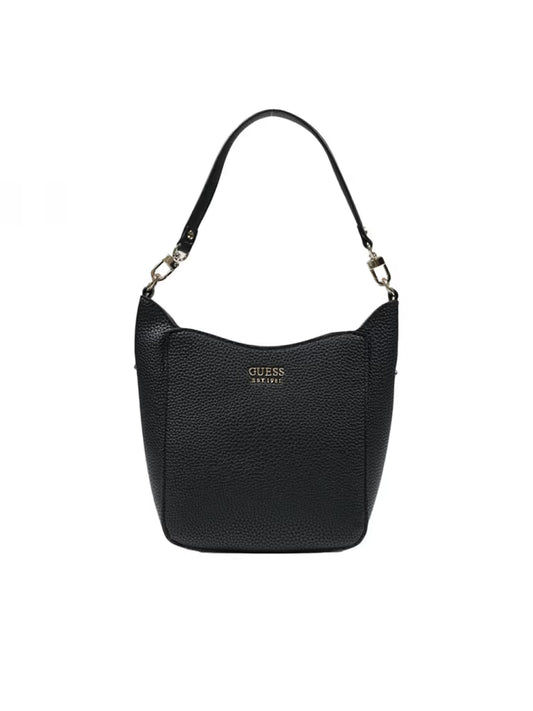 Guess borsa nera donna a spalla in ecopelle logo sul davanti
