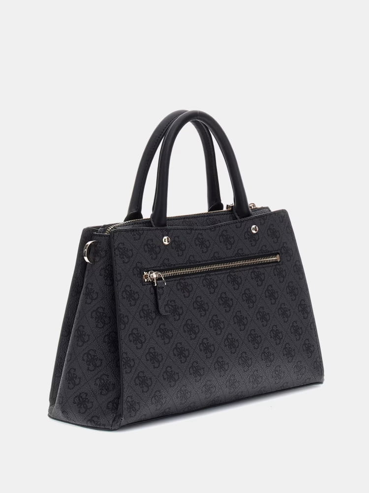 Guess borsa nera donna in ecopelle a mano con tracolla logo all over