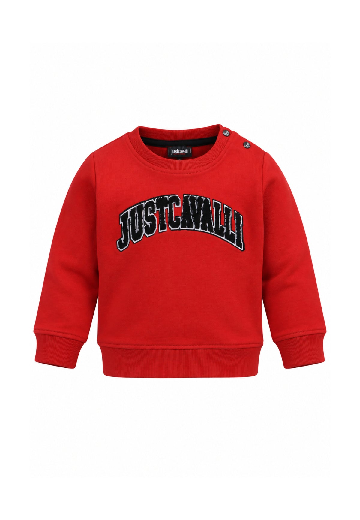 JUST CAVALLI FELPA ROSSA A GIROCOLLO CON LOGO CENTRALE NERO Bambini e ragazzi JIA26051FE.RO_