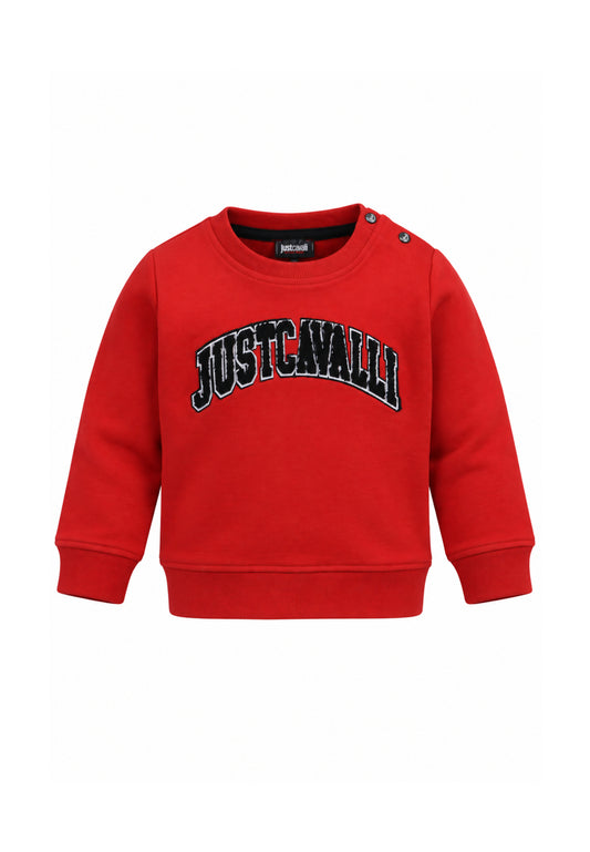 JUST CAVALLI FELPA ROSSA A GIROCOLLO CON LOGO CENTRALE NERO Bambini e ragazzi JIA26051FE.RO_
