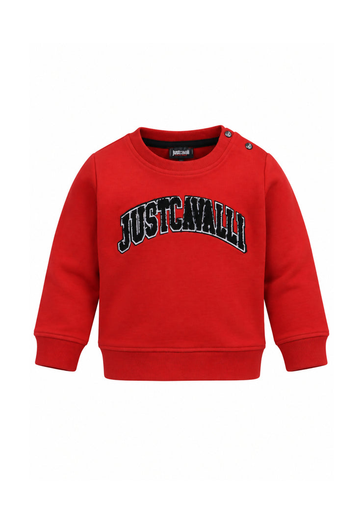 JUST CAVALLI FELPA ROSSA A GIROCOLLO CON LOGO CENTRALE NERO Bambini e ragazzi JIA26051FE.RO_
