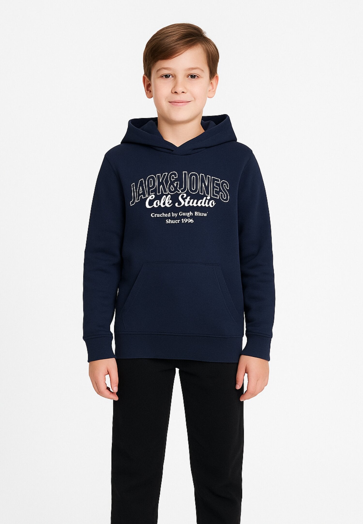 Jack & Jones Junior Felpa Blu Bambino Grafica In Cotone Con Cappuccio AI25