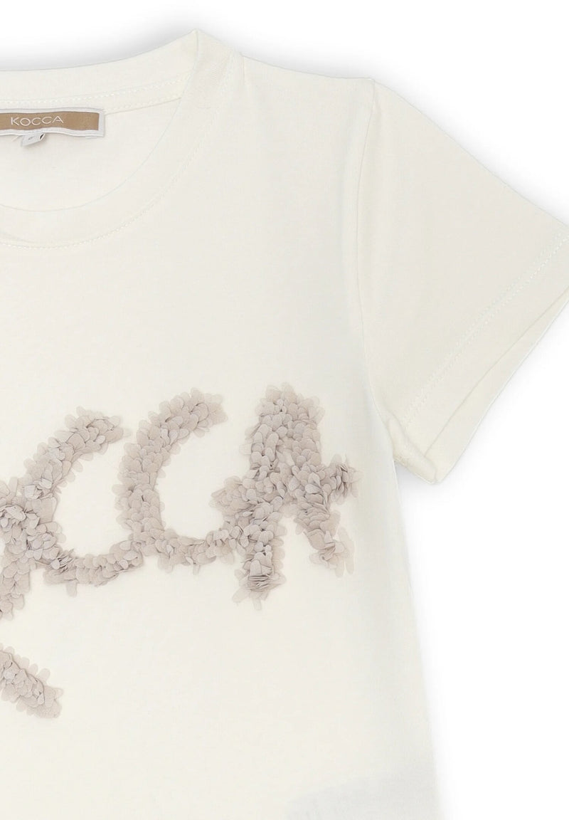 Maglia bambina Kocca beige logo 3D ricamato cotone estate 2025 - BEIGE | CammarataMode