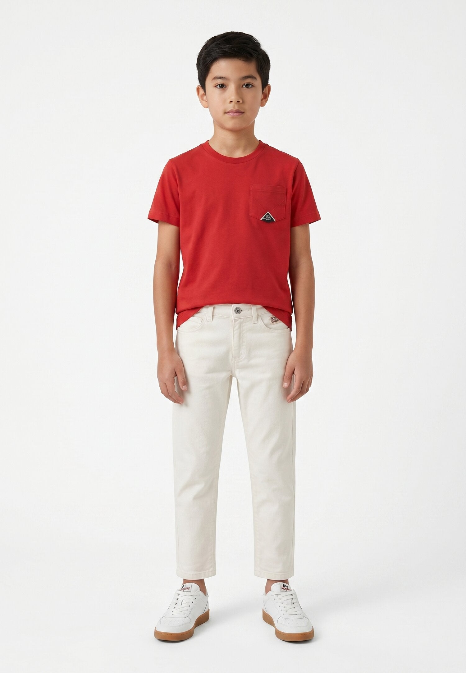 Roy Roger's Jeans Denim Bianco Slim Logo Dietro Bambino RG128_