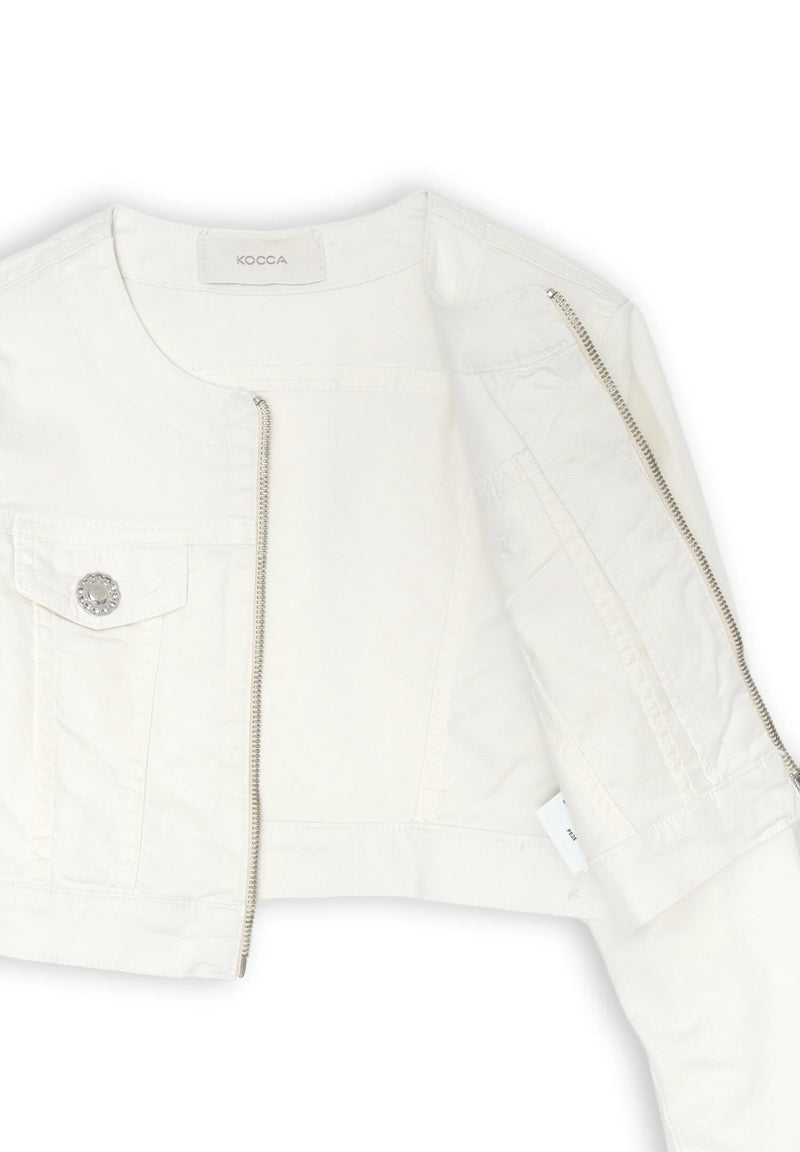 Giubbotto corto ragazza bianco Kocca zip frontale primavera estate - BIANCO | CammarataMode