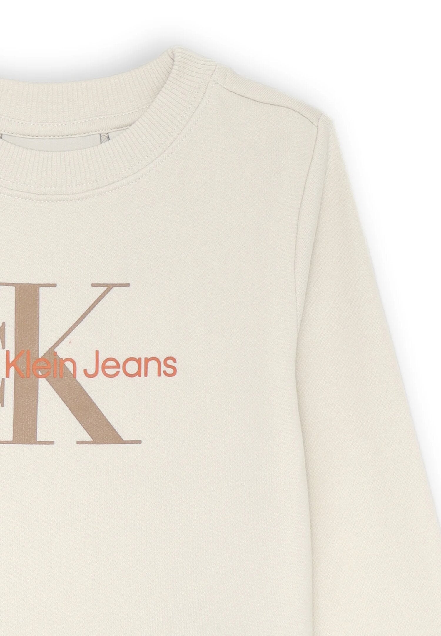 Calvin Klein felpa beige unisex bambino cotone stampa CK junior 2025 | CammarataMode