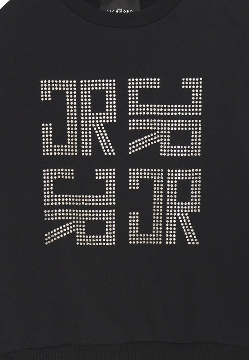 John Richmond felpa bambina nera 10-16 anni cotone stampa glitter - NERO | CammarataMode