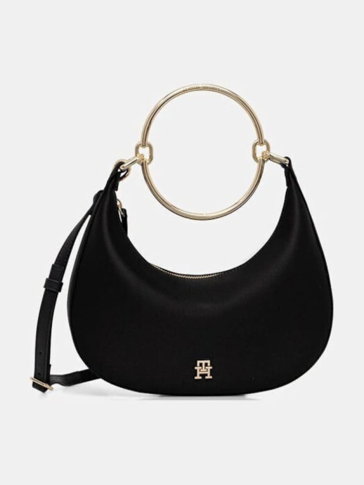 Tommy Hilfiger borsa nera donna mini logo Misure: 28 x 16.5 x 2 cm