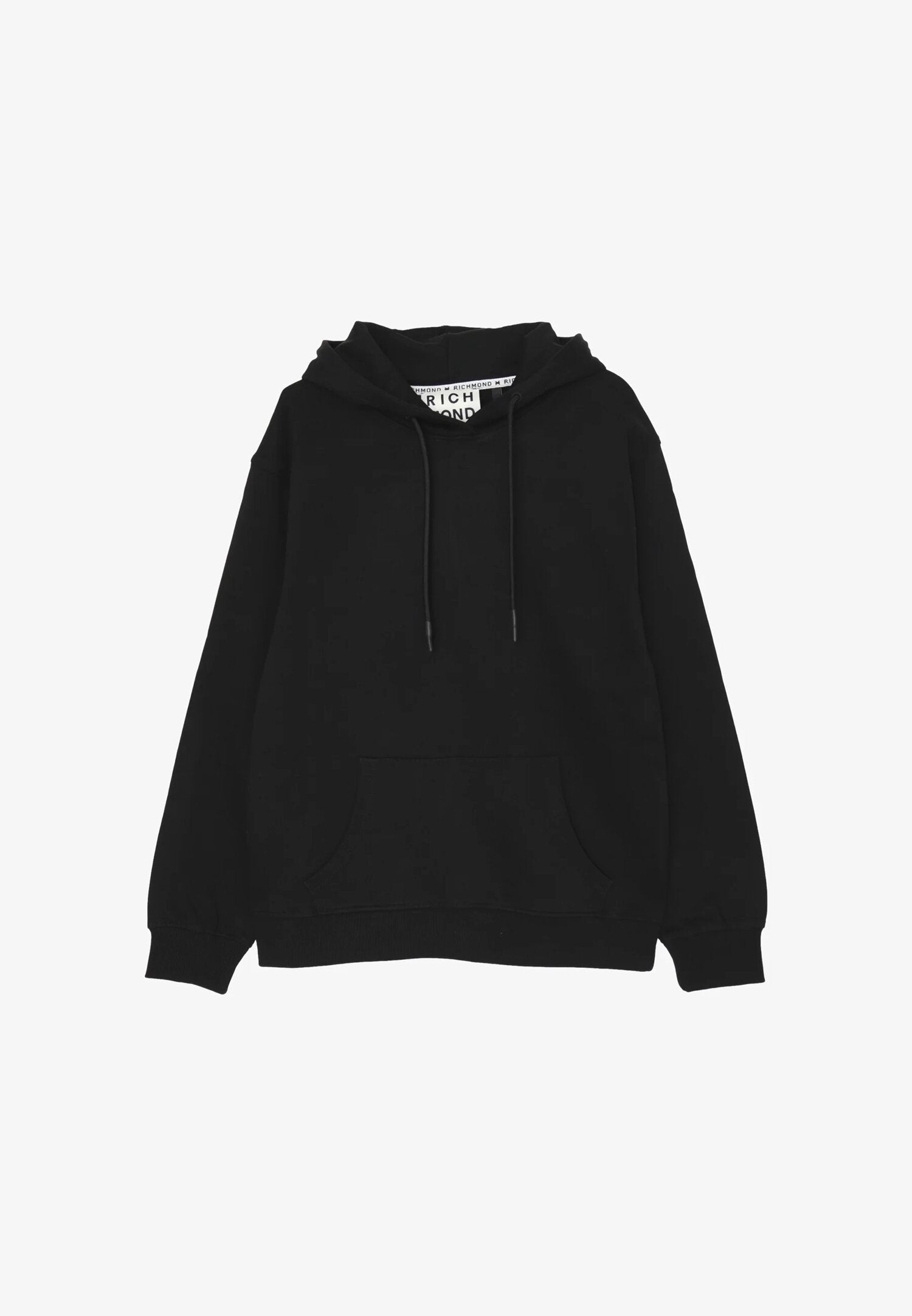 John Richmond Felpa Nera Uomo In Cotone Con Cappuccio Sportivo AI25