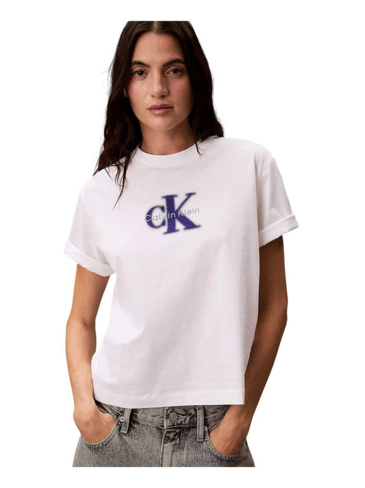 Calvin Klein tshirt bianca donna maxi logo