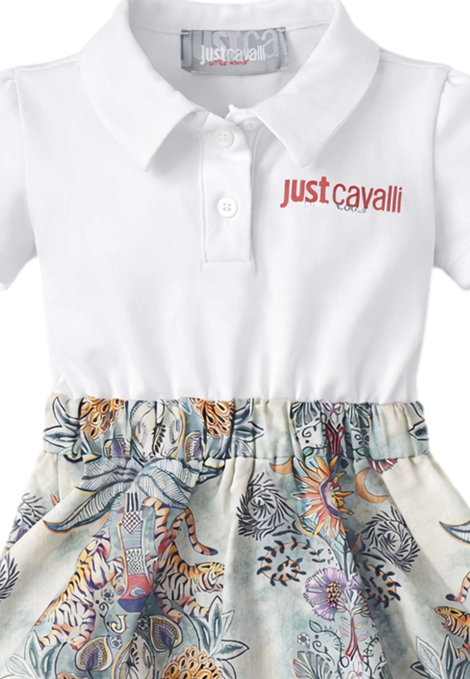 Just Cavalli Vestito a Polo Bianco e Fantasia Verde Neonata JIP26109VE_