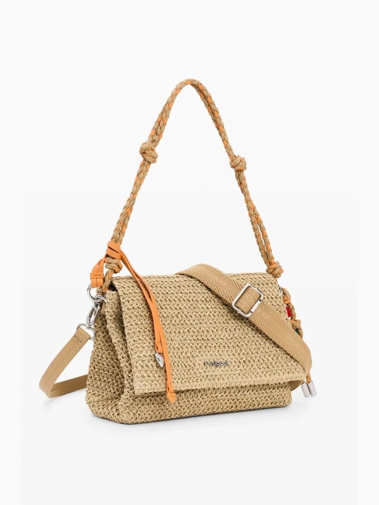 Desigual borsa in raffia venecia beige chiaro
