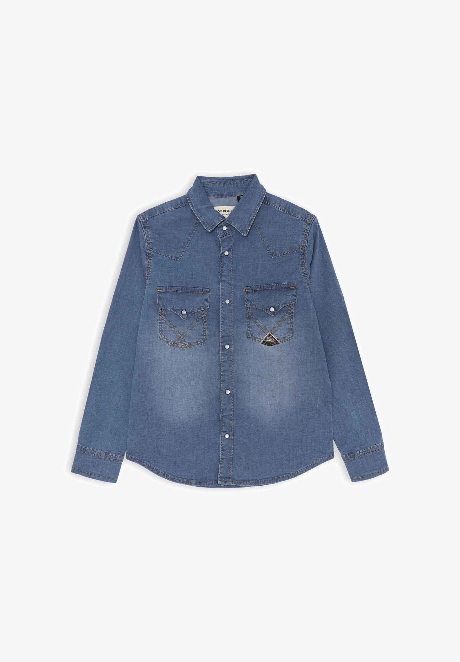 Camicia denim Roy Rogers bambino maniche lunghe regular fit blu | CammarataMode